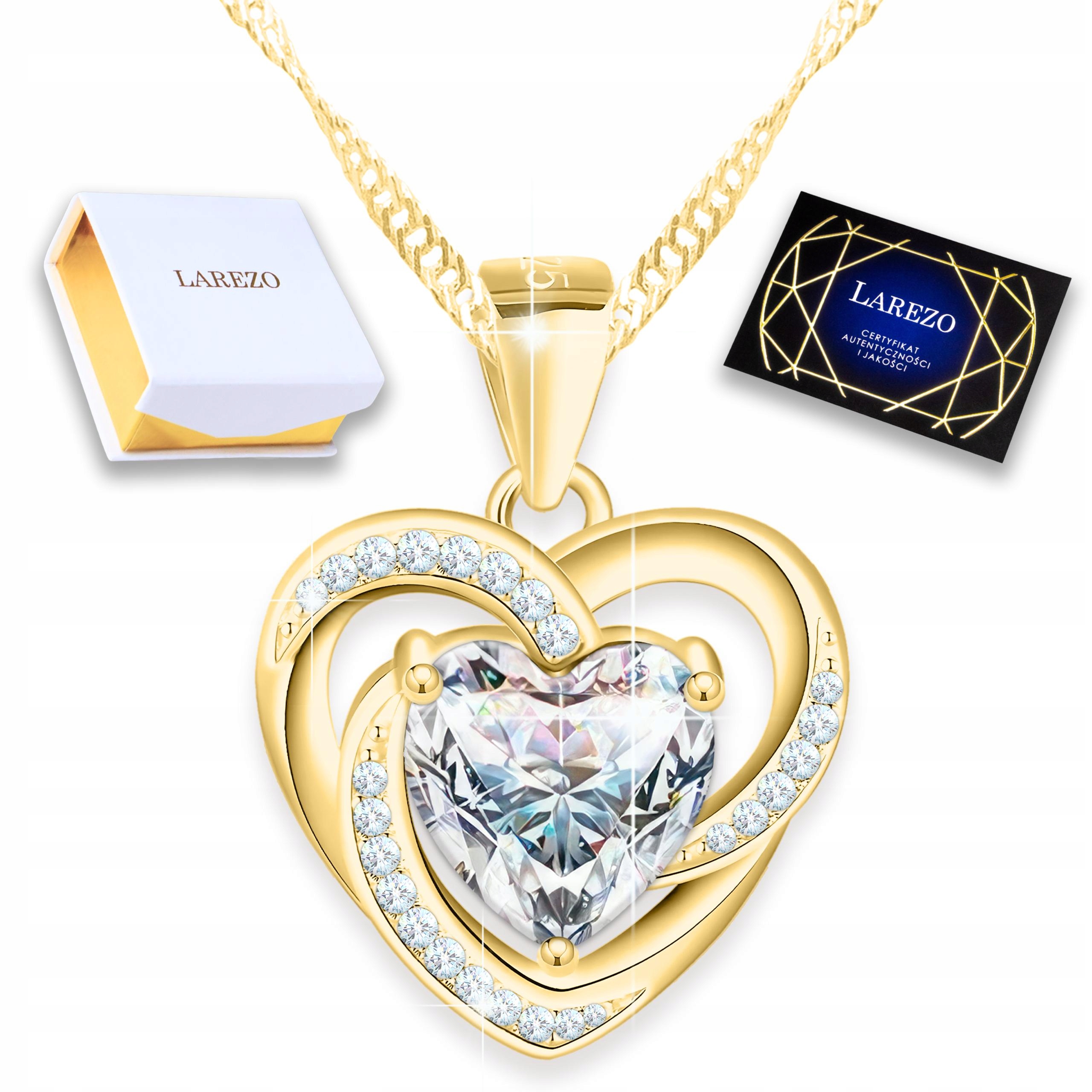 Zlatý náhrdelník Křišťálové srdce Bílé Zirkon pozlacené Stříbro 925