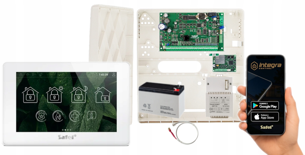 Zestaw Alarmowy Satel Integra 32 Akumulator Panel Dotykowy 7" Gsm Sms Lte