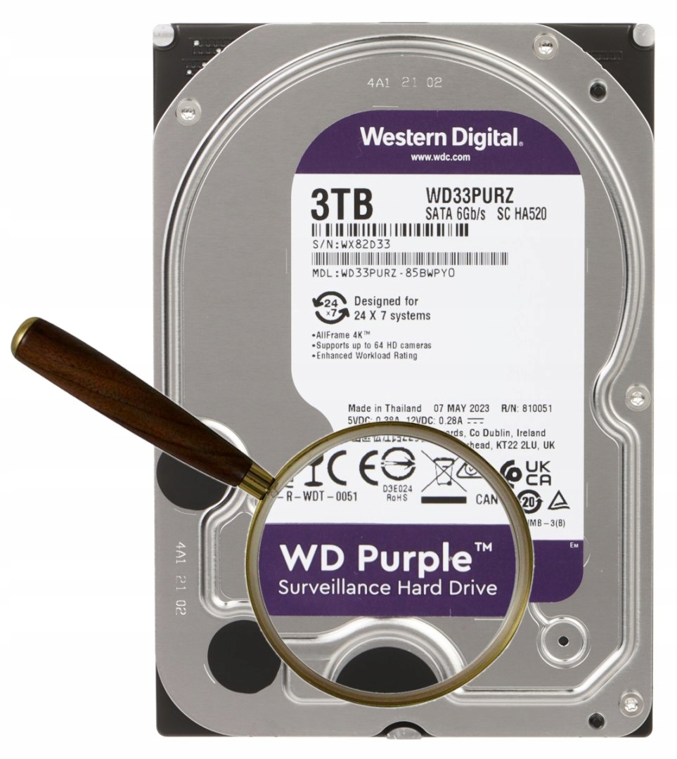 DYSK DO REJESTRATORA HDD-WD33PURZ 3TB 24/7 WESTERN DIGITAL Producent Western Digital