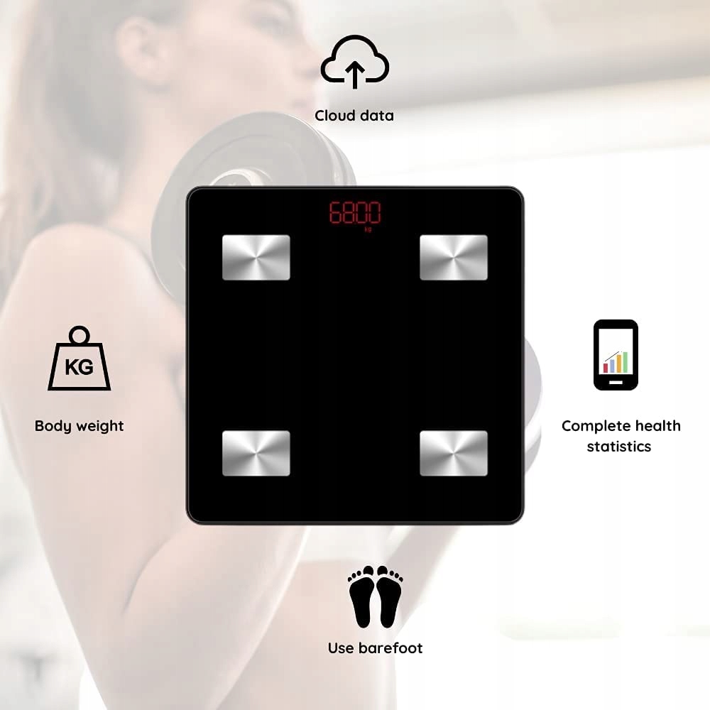 NK Inteligentna Waga Osobowa Bluetooth LCD Pomiar Tkanki Tłuszczowej BMI — miniatura 3