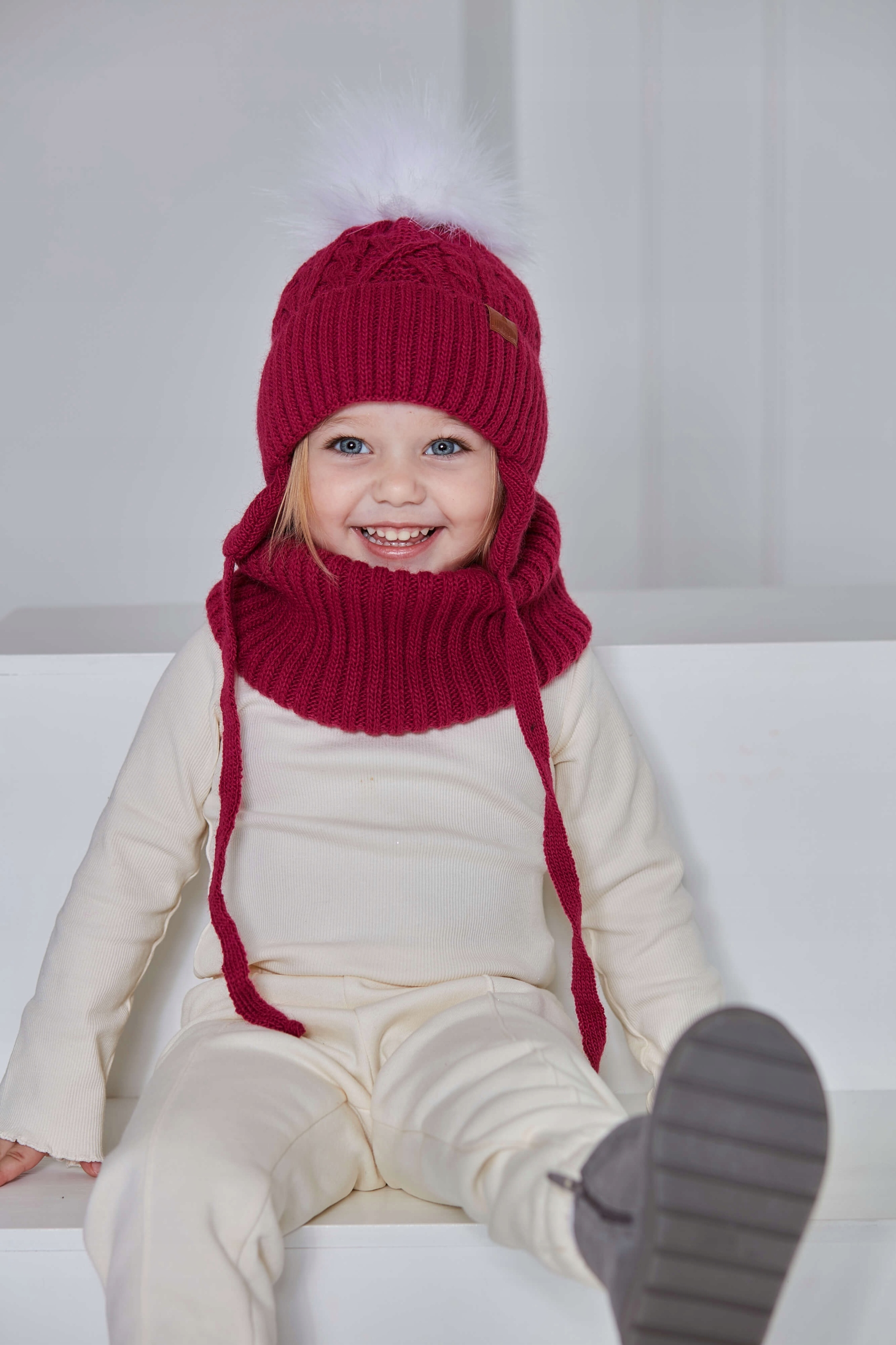 Czapka zimowa wiązana + komin kpl Fuksja 44-48 Marka Imperium Czapek