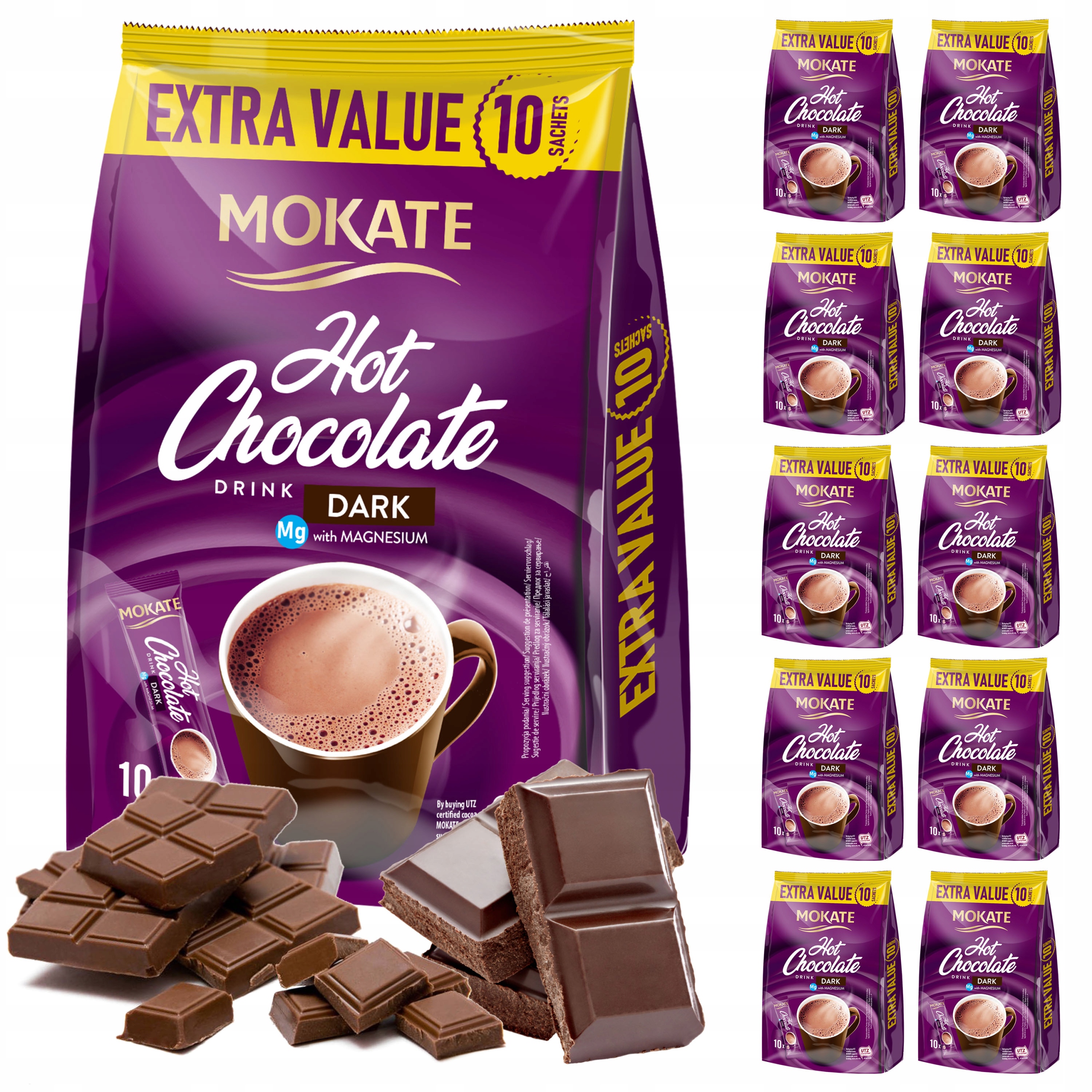 Gorąca Czekolada do Picia Ciemna Czekolada z Magnezem Hot 10 szt. Mokate