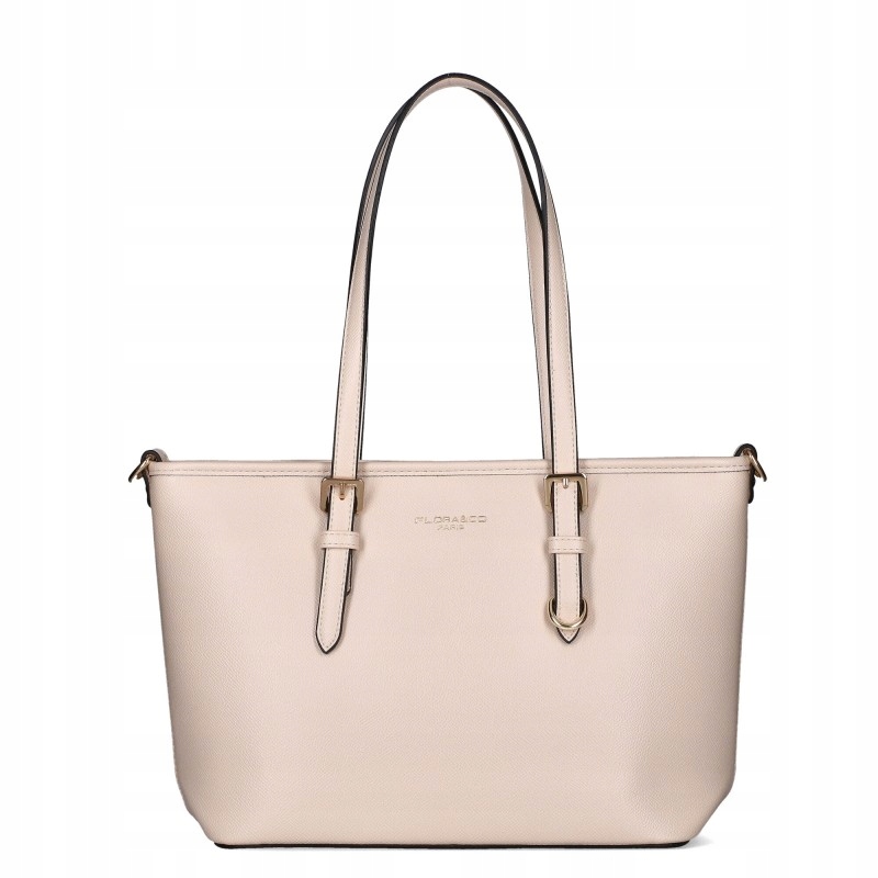 Flora&co Klasická Dámská Shopper Kabelka Přes Rameno Béžová Kůže Pásek Logo