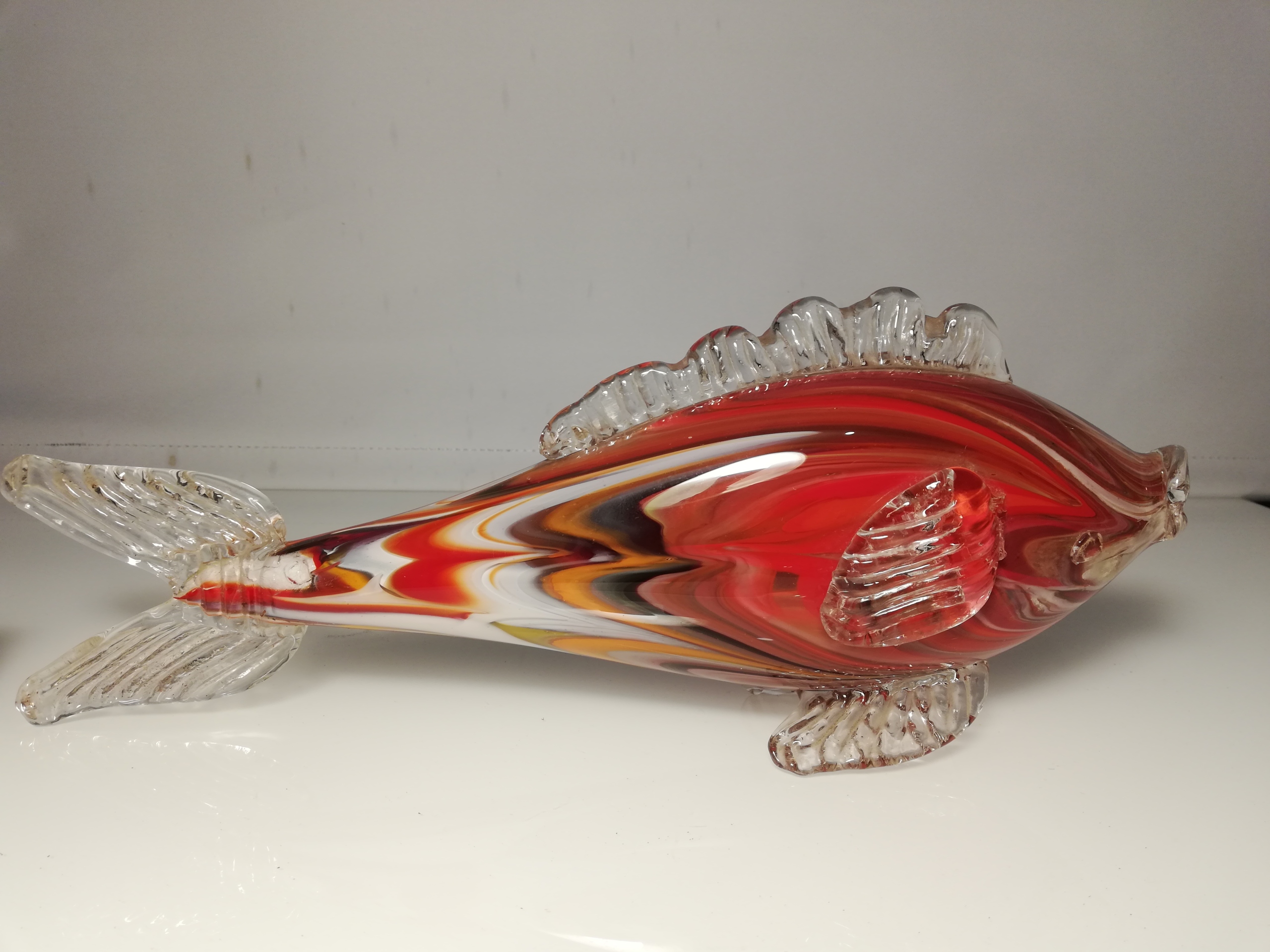 RYBA SZKLANA KOLOROWA SZKŁO KOLOROWE RETRO VINTAGE z PRL-u 35 cm