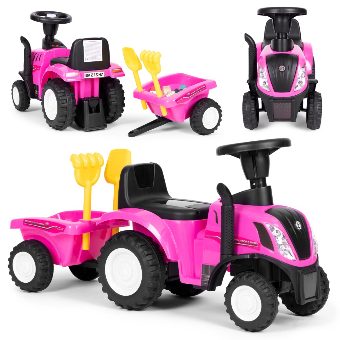 Jeździk Traktor New Holland Przyczepka Dźwięki Różowy Dla Dzieci 12m+ 25kg