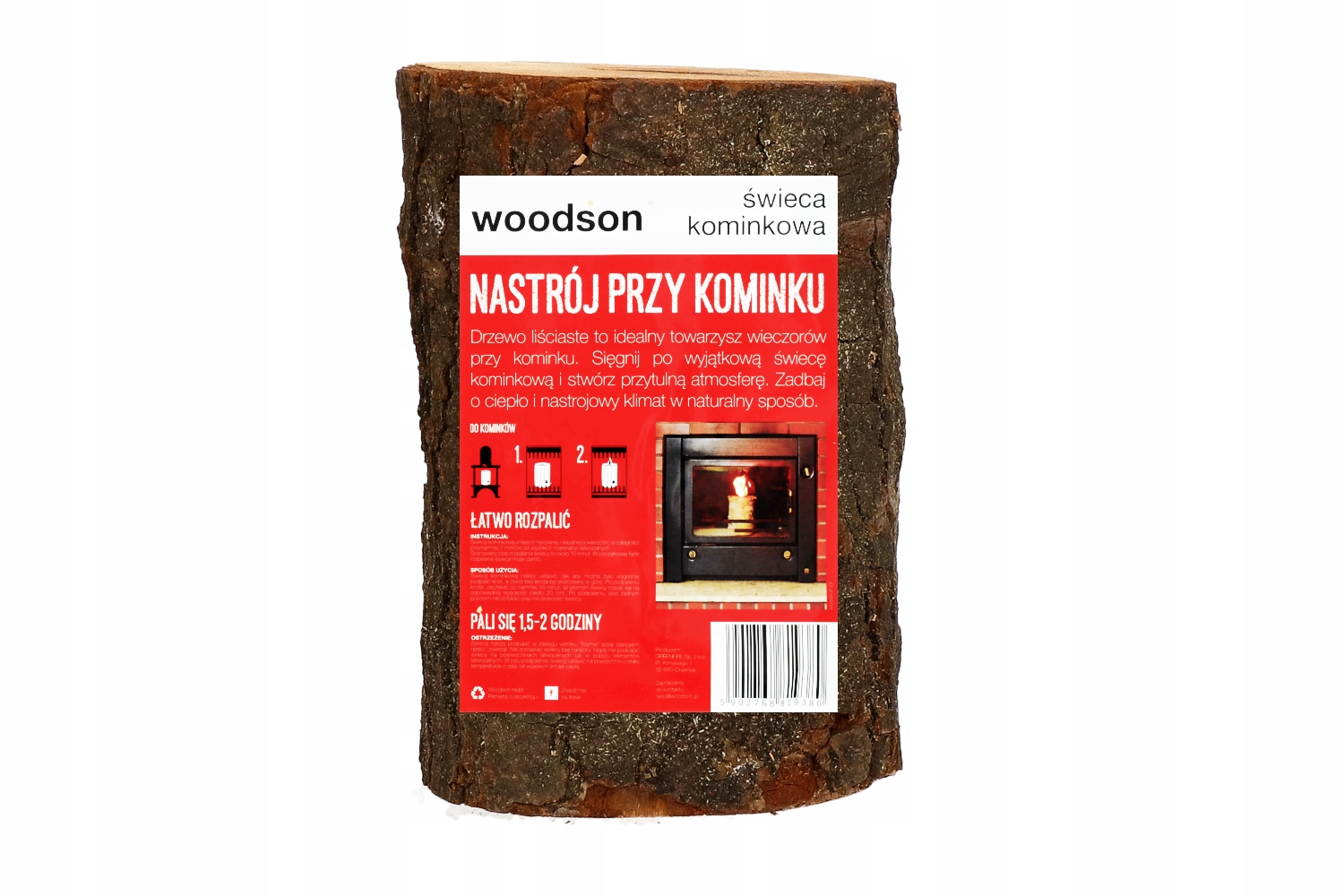 ŚWIECA KOMINKOWA Z DRZEWA LIŚCIASTEGO DO KOMINKA NASTRÓJ PRZY KOMINKU EAN (GTIN) 5902768819380