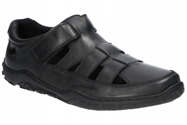 American Club CY143 Pevné Kryté Sandály Pánské Kožené Boty Černé 41