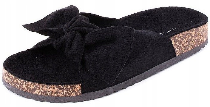 ZAMSZOWE KLAPKI Z KOKARDĄ NA KORKU PROFILOWANE Rozmiar 36