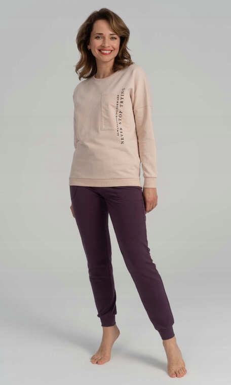 Dámské pyžamo wadima délka ruky 104583 béžová jemná vel. M