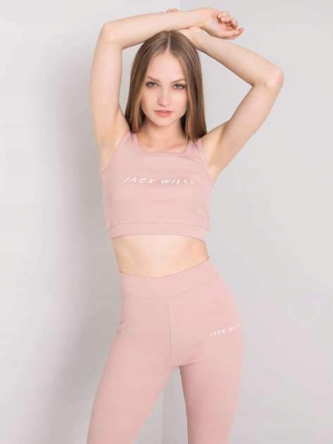 FOR FITNESS RÓŻOWY PRĄŻKOWANY KOMPLET SPORTOWY (L) RÓŻOWY Kolekcja Inna