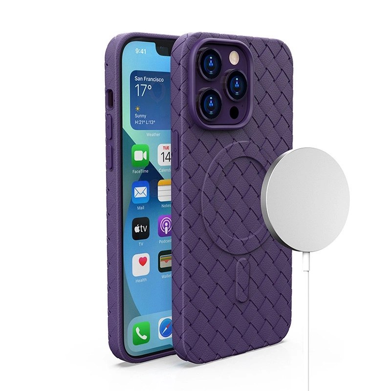 Plecione etui MagSafe Woven Case do iPhone 15 Pro fioletowe