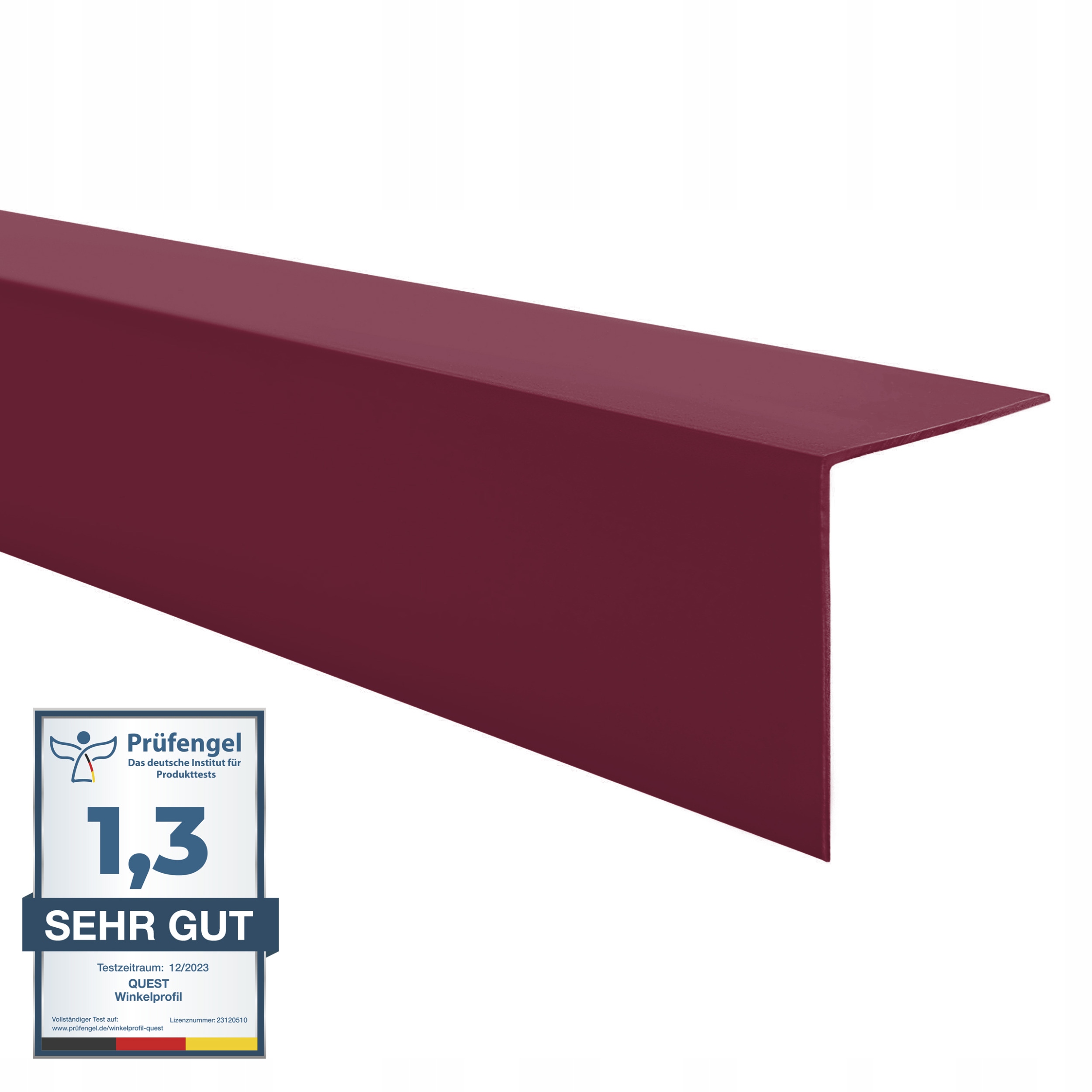 Tvrdý uholník z Pvc, dekoratívny uhlový profil 15x15, bordový, 1,5 m