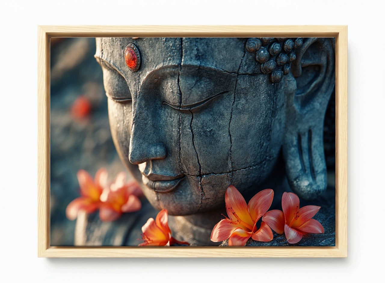 Rám Na Obraz Americká Krabička Socha Obličeje Buddha Buddhismus Náboženství Zen 60x40
