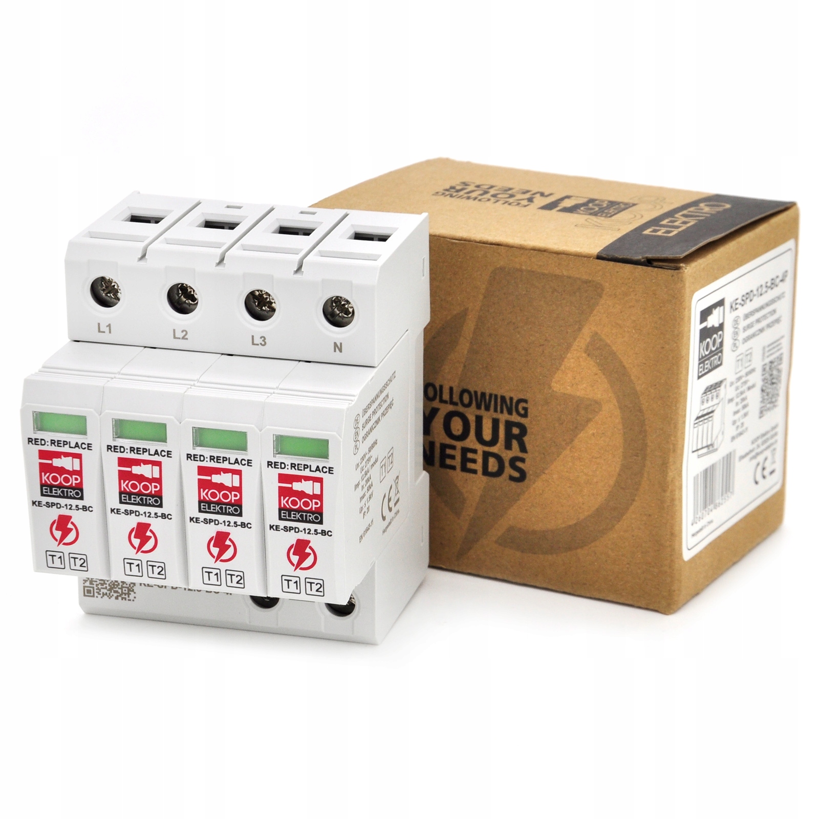 Omezovač Přepětí Ac 12.5kA B+c T1 T2 Ochranný 3-FÁZOVÝ 4P Na Din Lištu