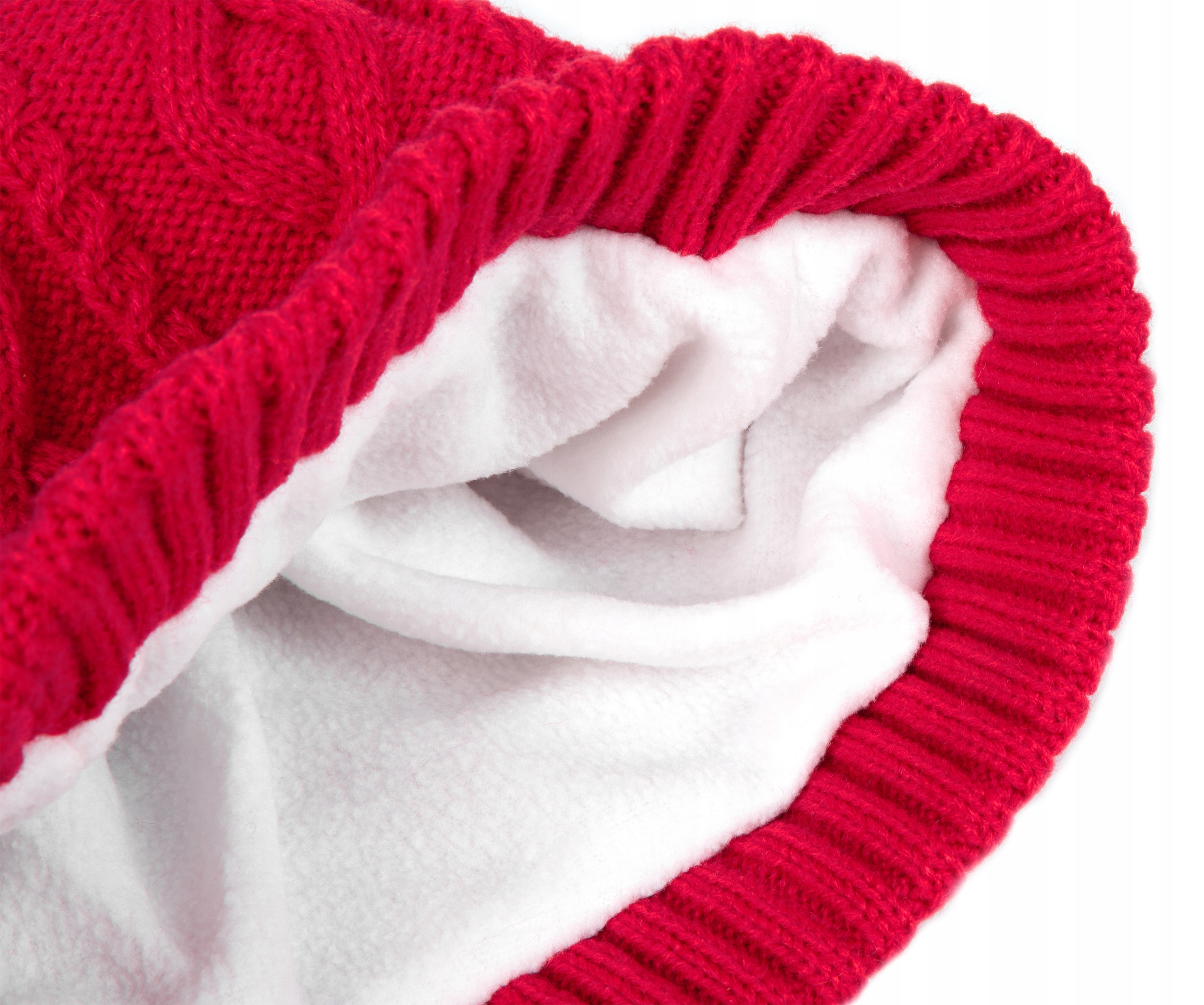 CZAPKA DAMSKA ZIMOWA Z POMPONEM POLAREM OCIEPLENIEM WARKOSZ CIEPŁA BEANIE Kolor czerwony