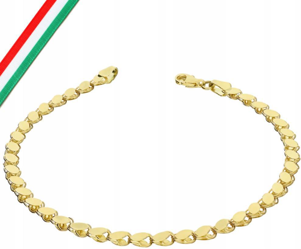 Zlatý náramek 585 kroužky na prolamované pásce 4,48g jako dárek 14K