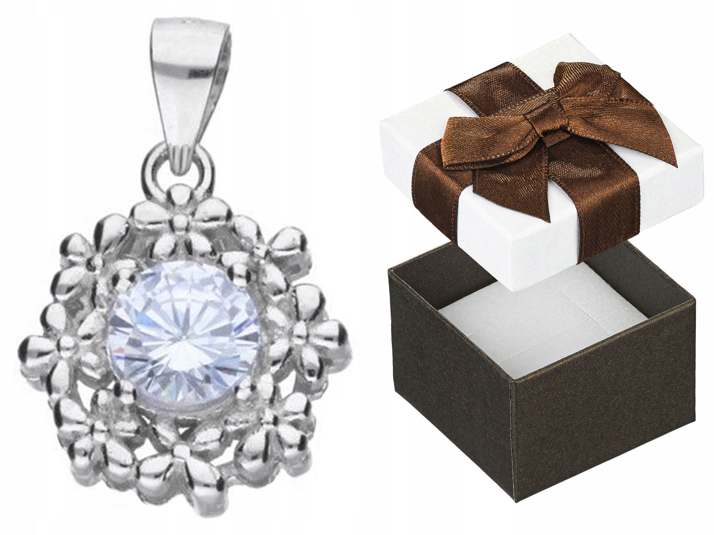 Stříbrný Přívěsek se zirkonem Malý dámský rhodiovaný přívěsek Květiny Zirkon