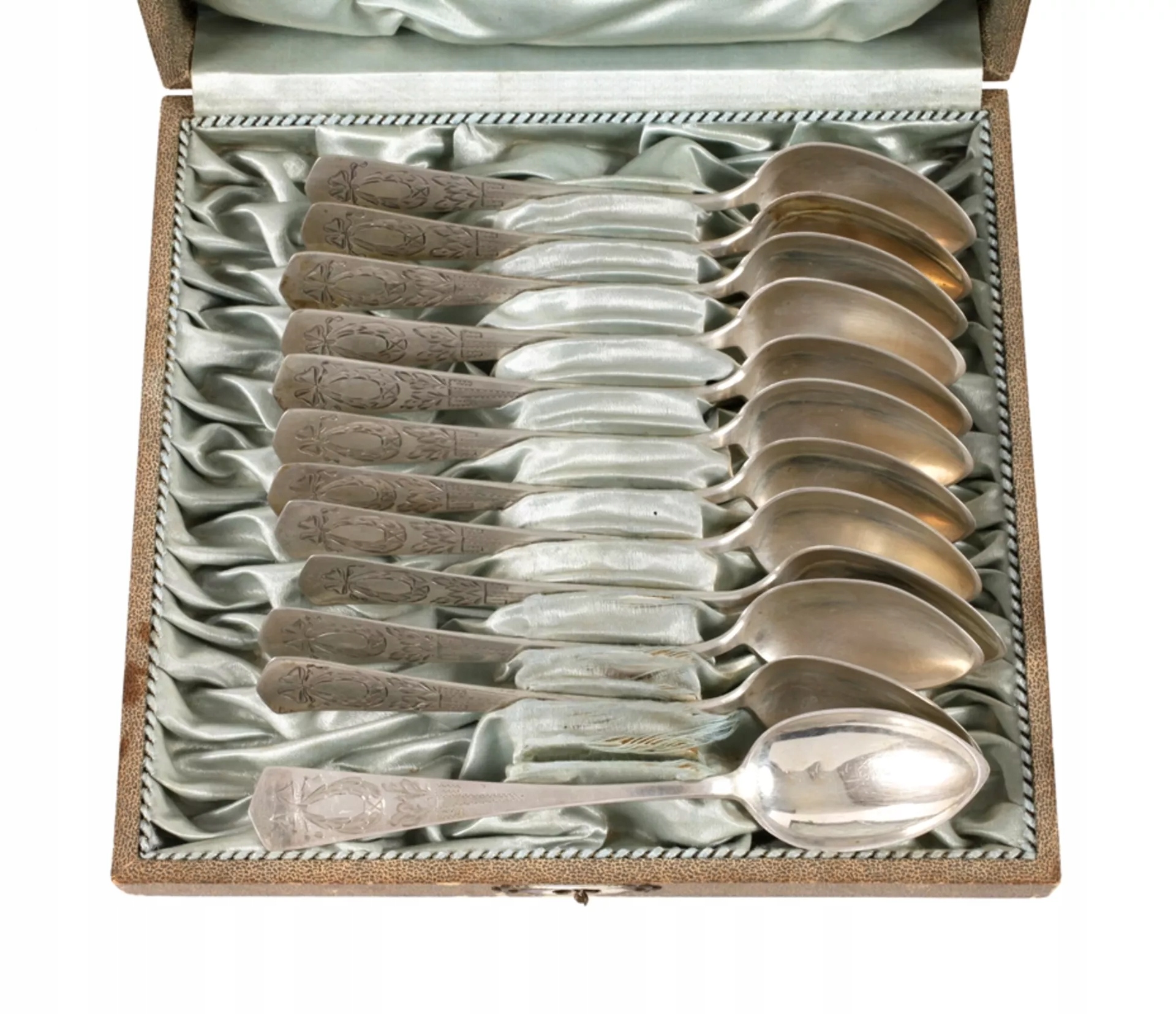 12 серебряных чайных ложек-серебро 800