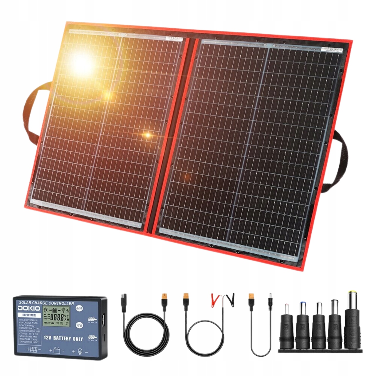 Panel solarny słoneczny Pv solar kemping składany Dokio FFSP-110M 110W Usb