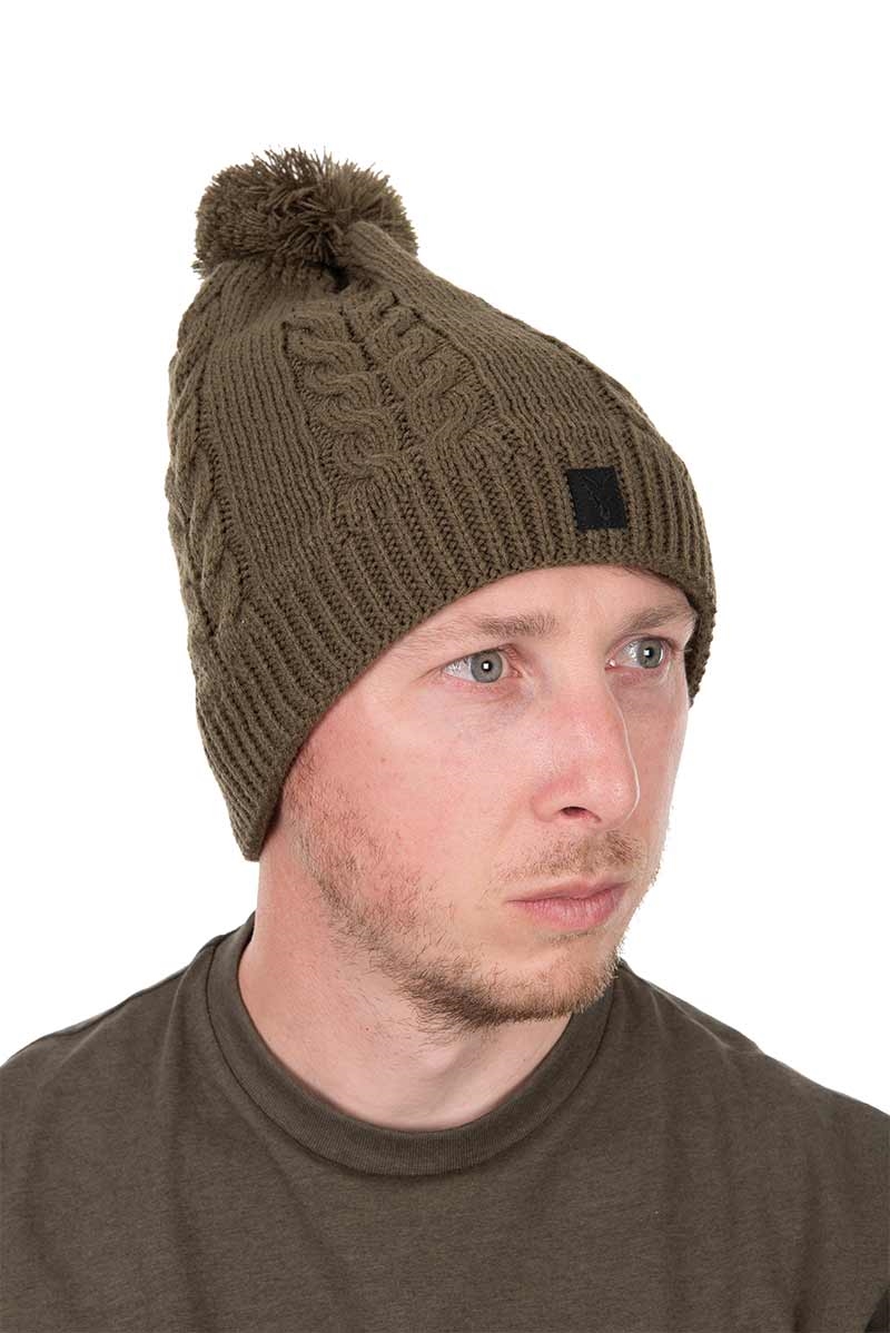 Fox Czapka Zimowa Khaki Knitted Bobble Hat