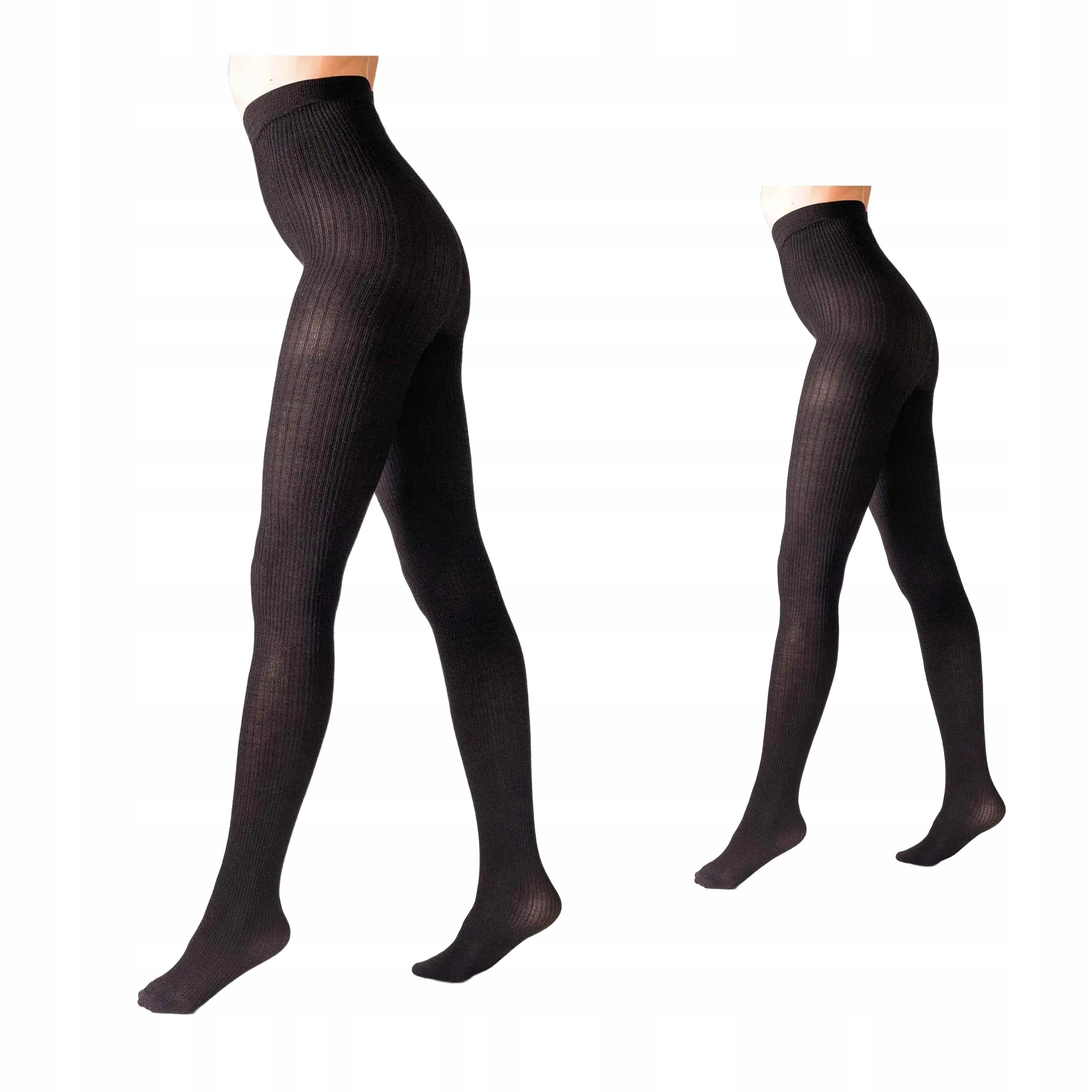 2 páry Punčocháče z merino vlny přírodní proužek L2010 Wool 2x Bronz 5-XL