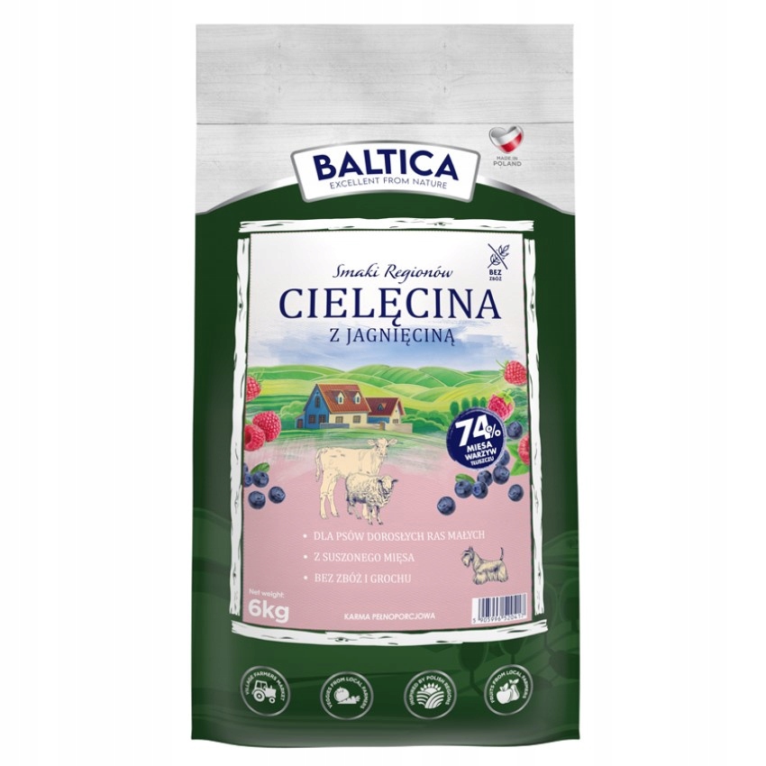 Baltica Adult Cielęcina z Jagnięciną Xs/s 6kg Hipoalergiczna Karma Dla Psa