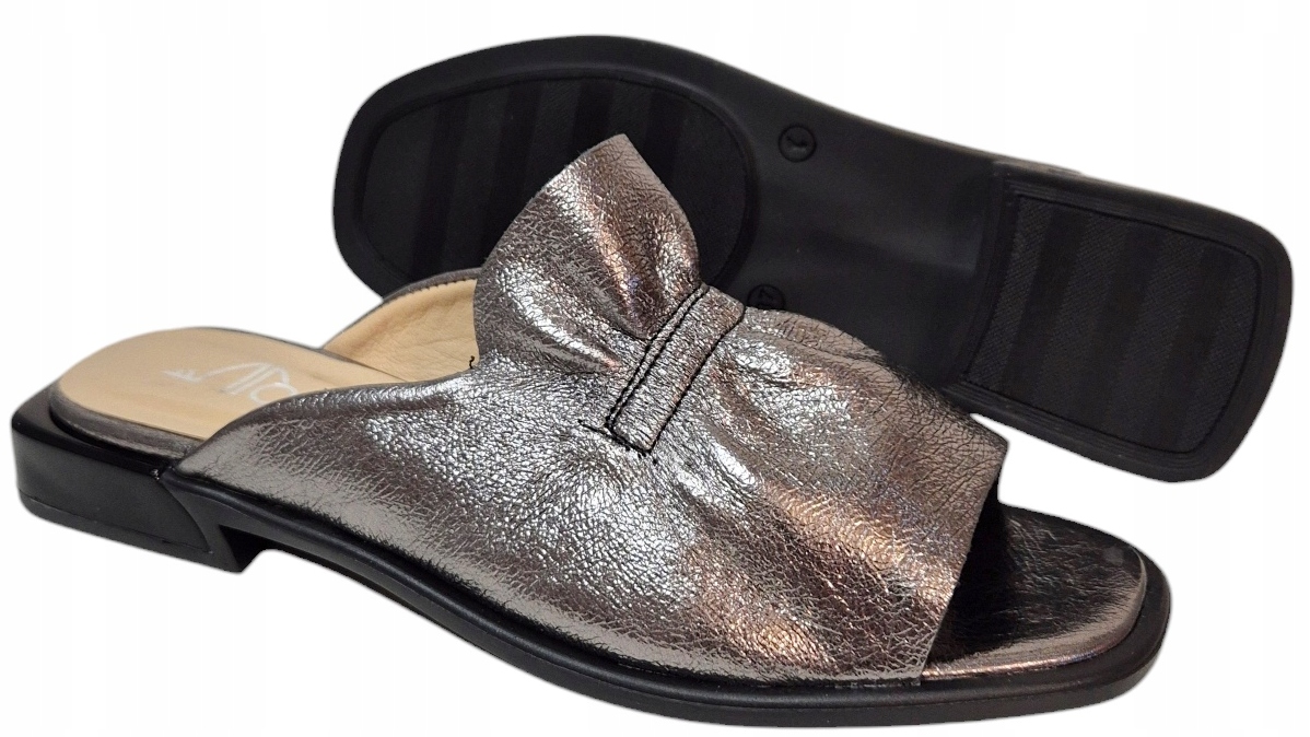 Modo Nazouváky stříbrné, přírodní kůže nařasená vel 39