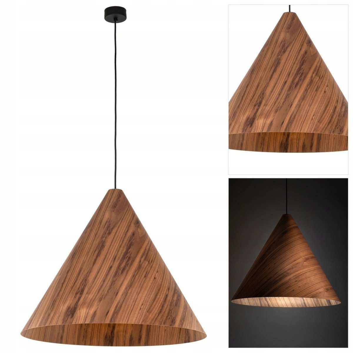 Černá závěsná lampa Solis Wood je moderní nad kuchyňským barem Tk Lighting