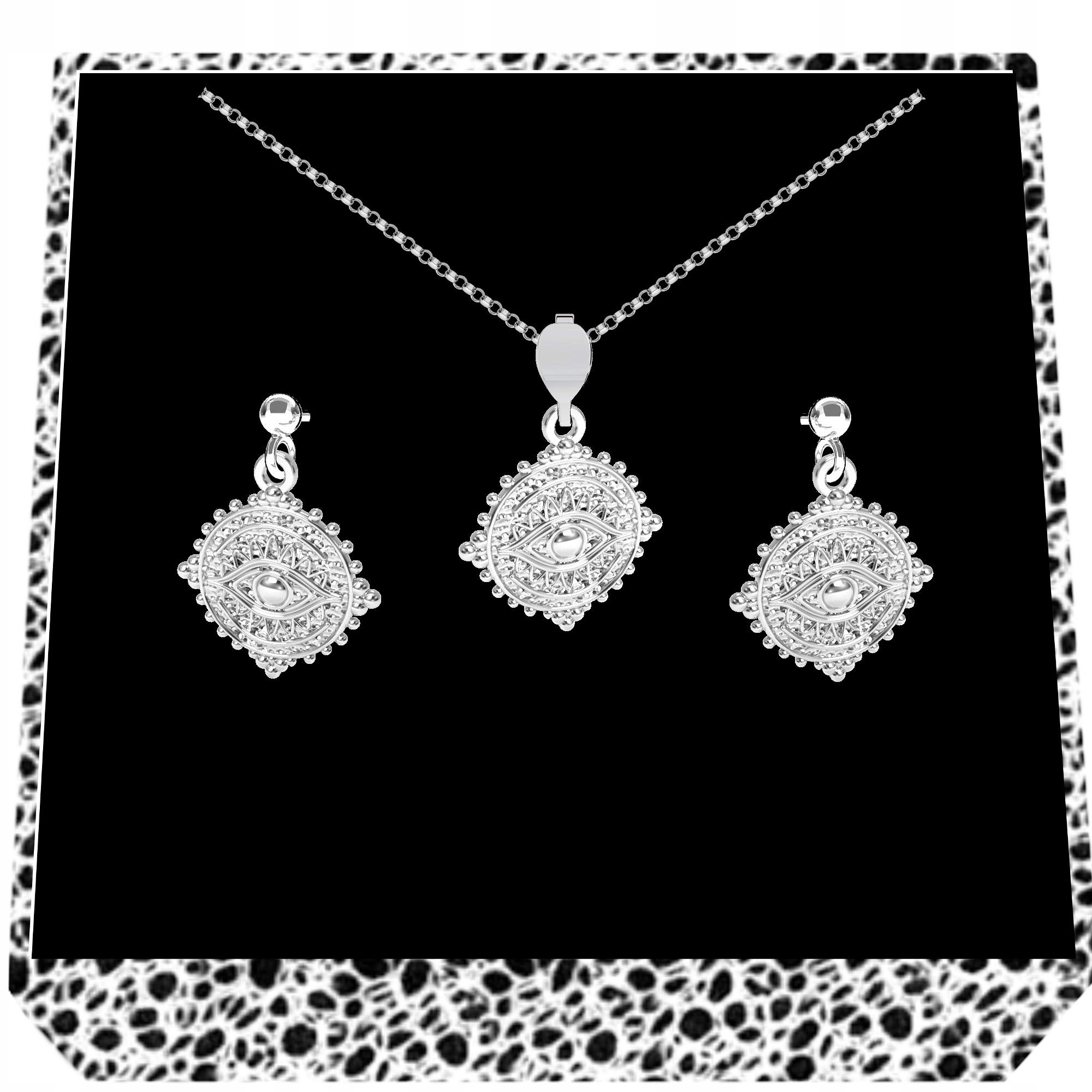 Sada stříbrných šperků Nazar Oko proroka Talisman ochrany Stříbro 925
