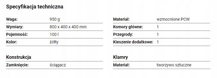 AX 012 Worek transportowy PROTEKT - 100l, żółty Marka Protekt