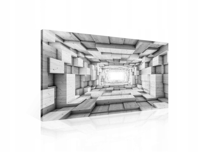 Obraz 80x60 Tunel 3D geometrický vzor abstrakce černá bílá minimalismus