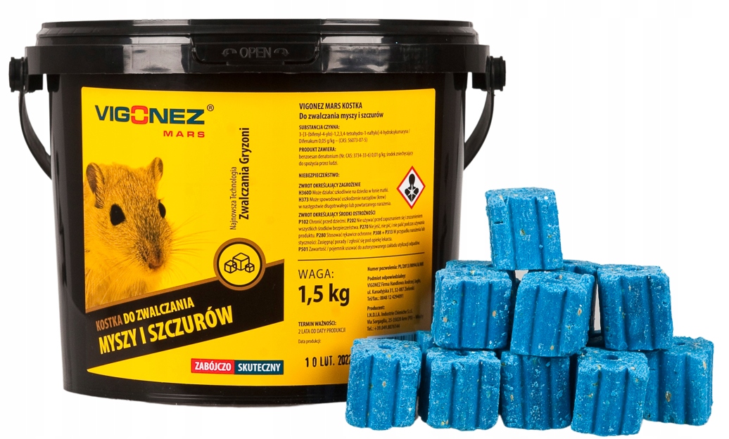 Vigonez Kostka Do Zwalczania Myszy I Szczurów Difenakum 0,005/100G Mocna