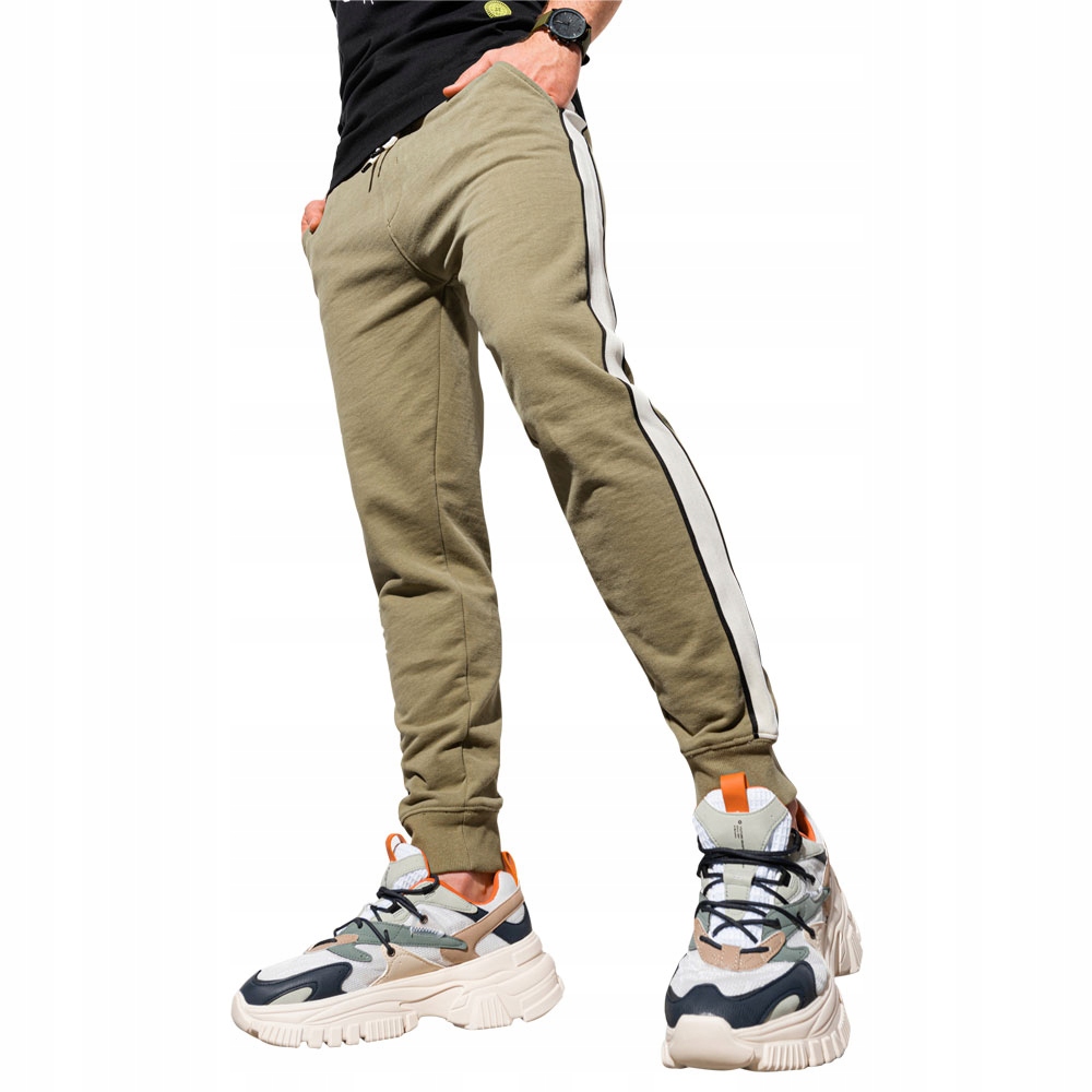 

Spodnie męskie dresowe joggery P947 oliwkowe M