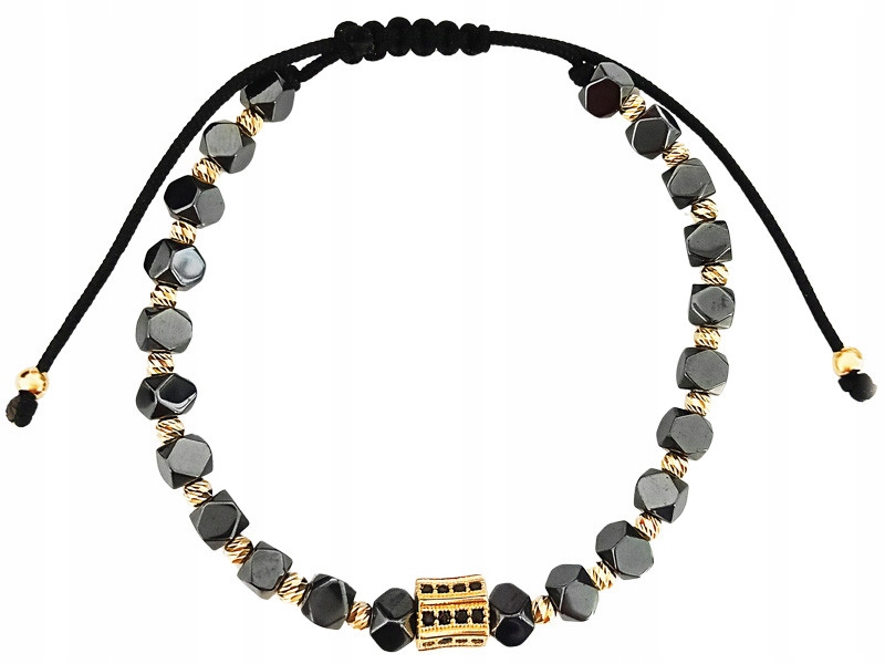 Zlatý náramek 585 s diamantovými kuličkami a kostkami 1,8 g