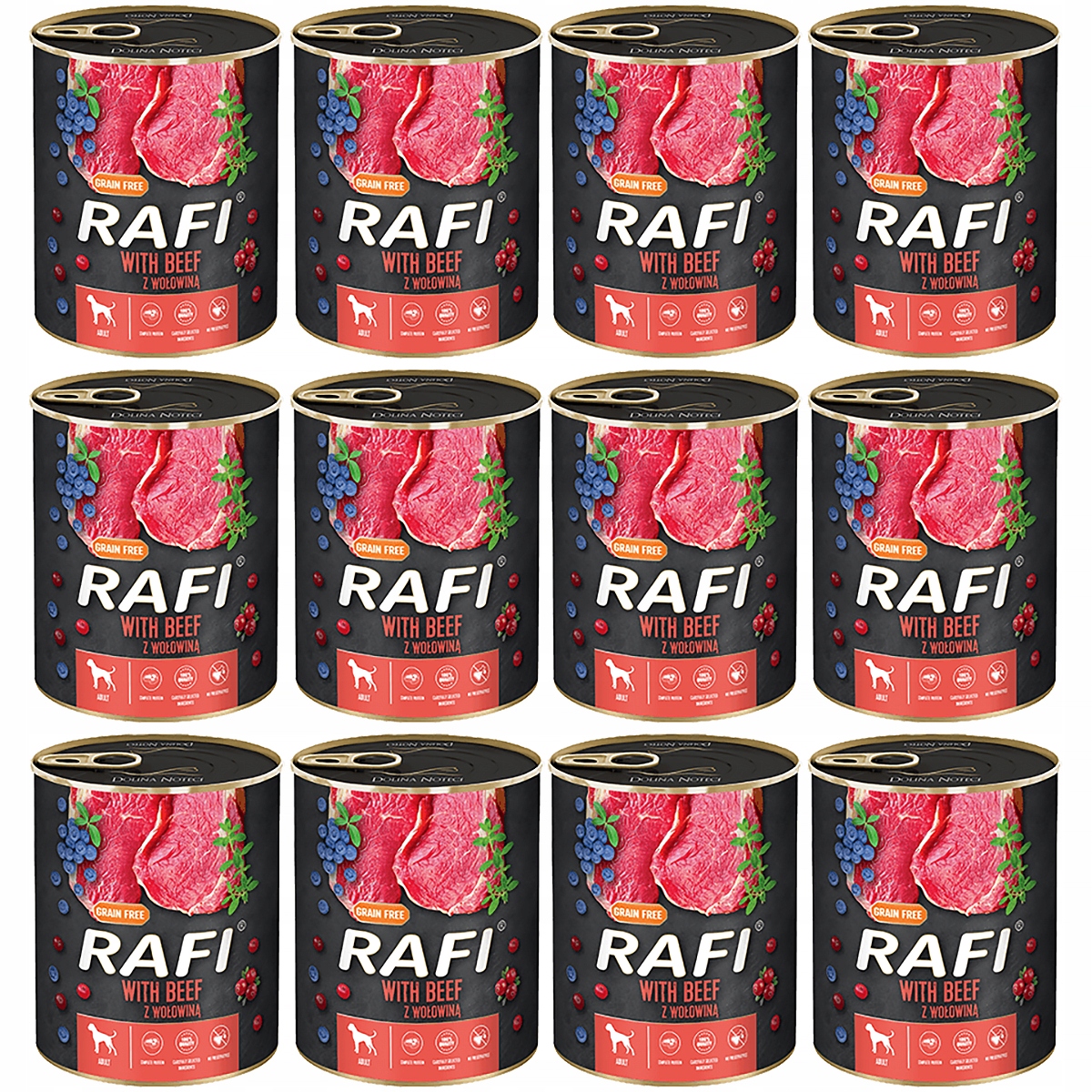 Levně Vlhké krmivo pro psy Rafi s hovězím masem, sada v konzervách 12 x 800 g