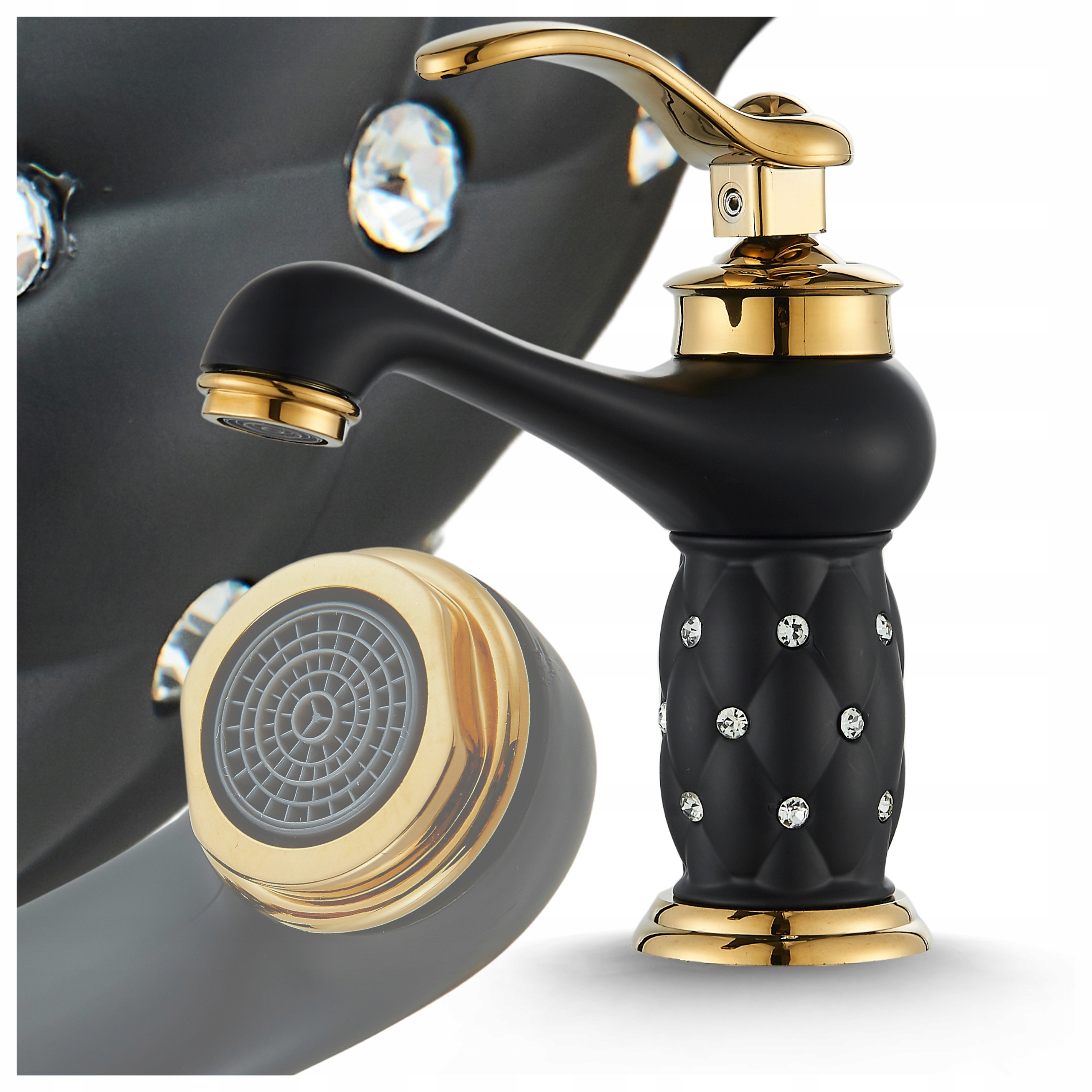 Koupelnová baterie Zlatá stojící na desku s umyvadlem Baterie Mosaz Glamour