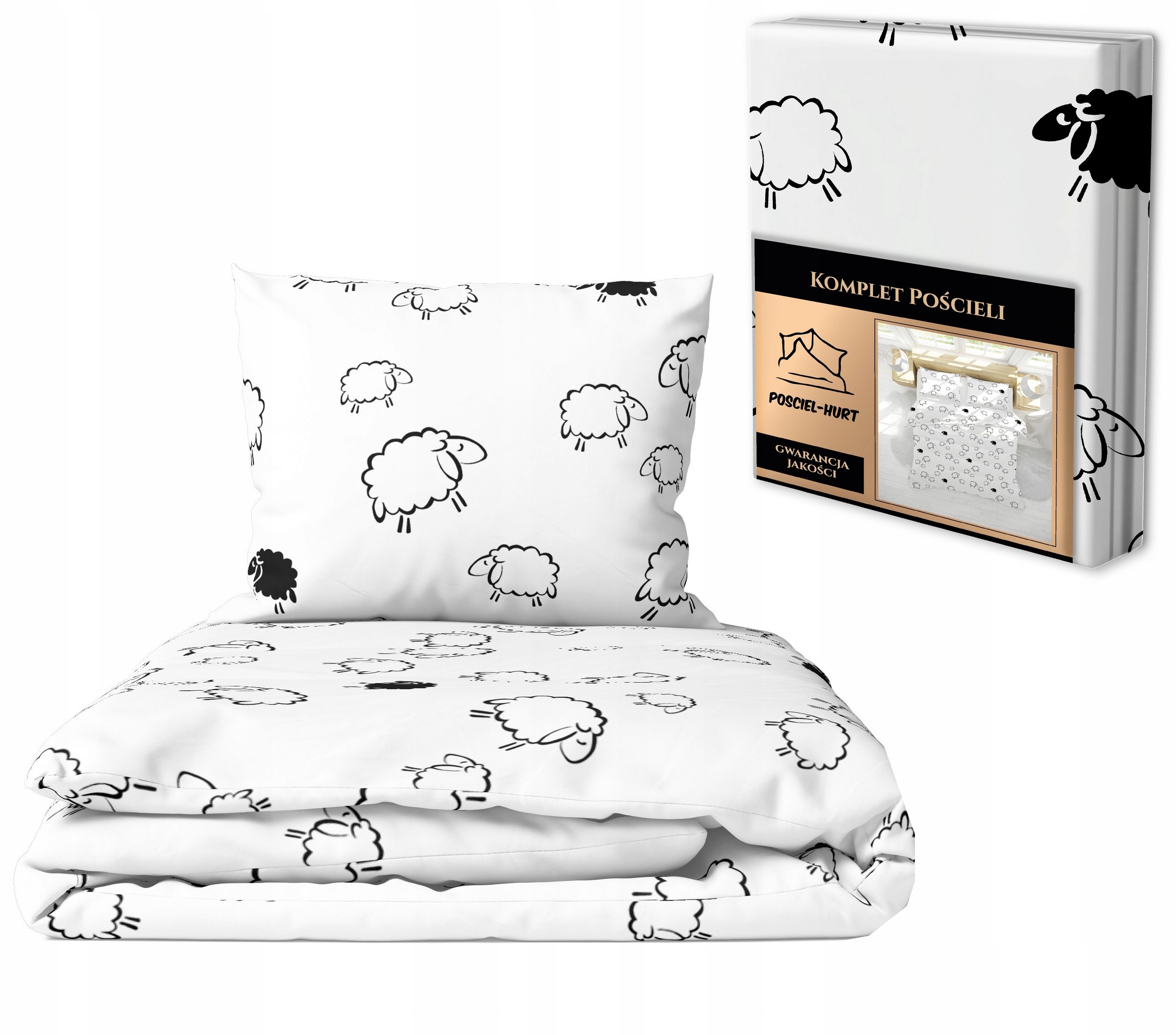 Sada Povlečení 160x200 2x70x80, 100% Bavlna, 140 g/m2, vzor: beránci na