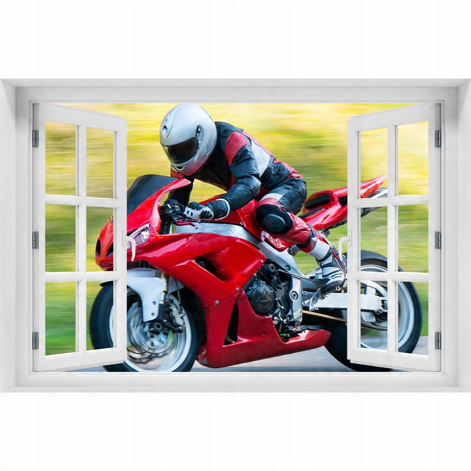 

3D Okno Naklejka na ścianę samoprzylepna Motocykl