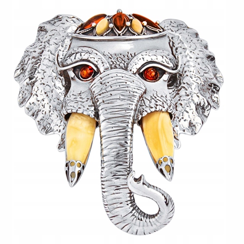 Obrovský Slon náhrdelník Přívěsek stříbro z Jantaru