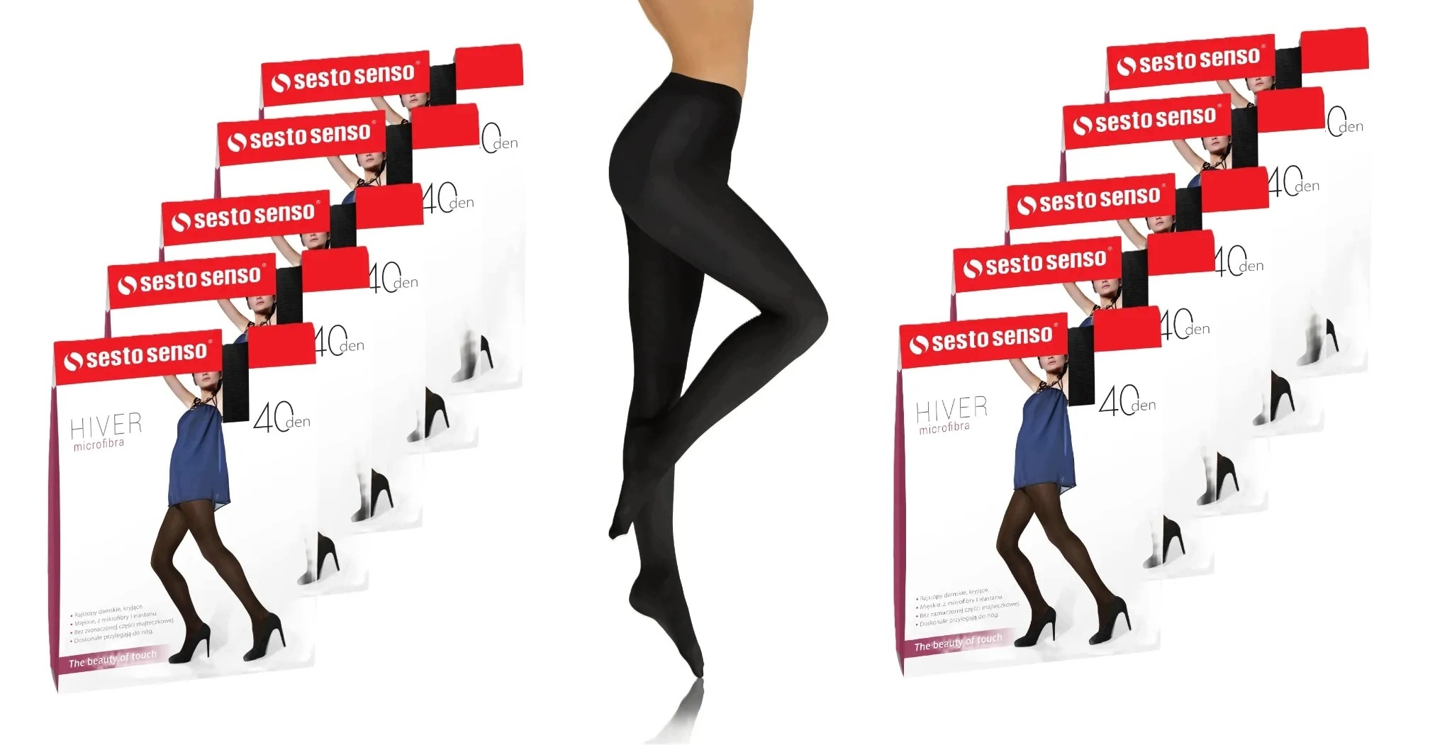 Sesto Senso 10-PAK Punčocháče 40 Den krycí mikrovlákno Hiver Černá XL