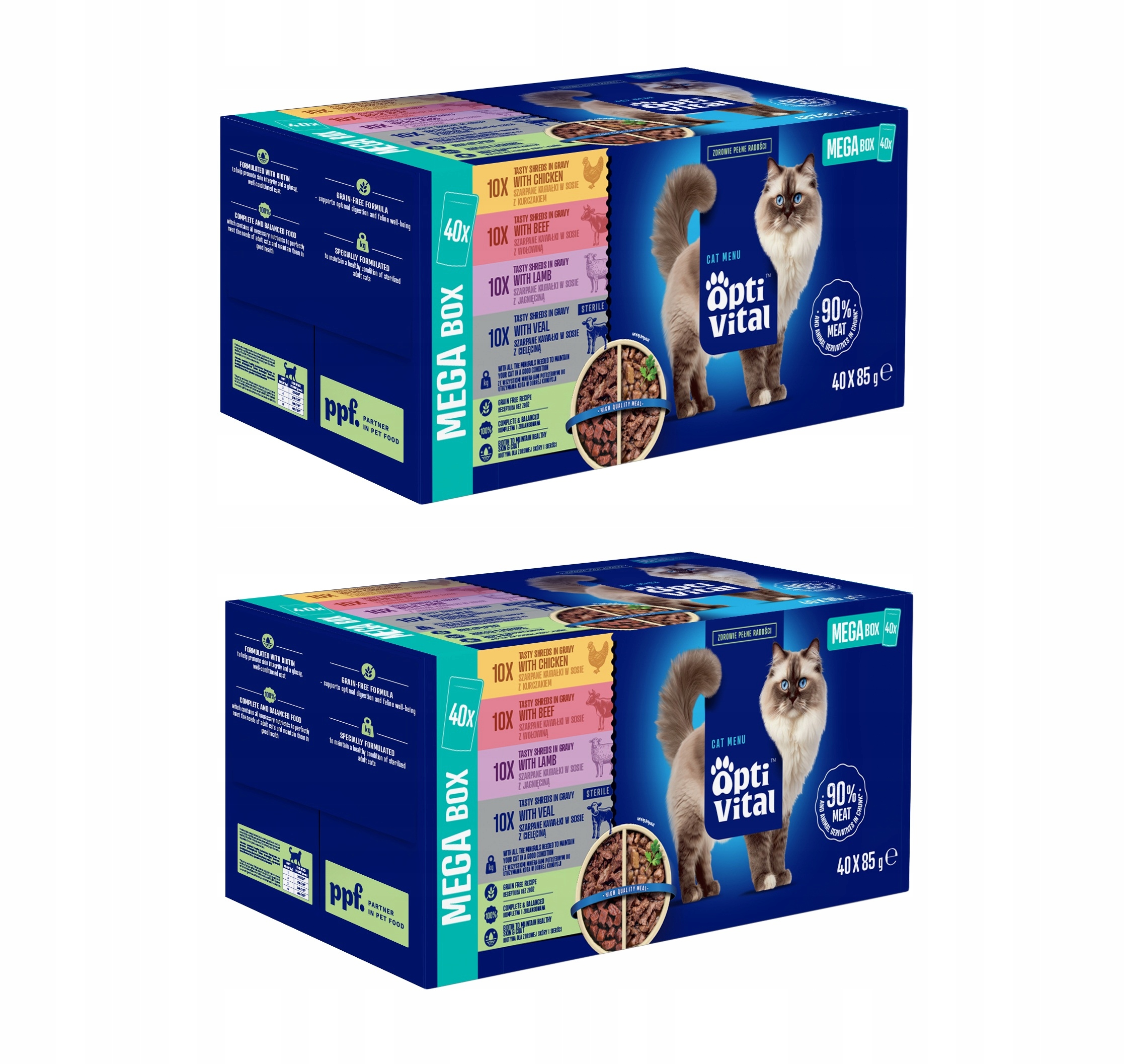 Levně Krmivo mokré pro kočky Optivital mix chutí megabox sáčky omáčka 40ks x 85g