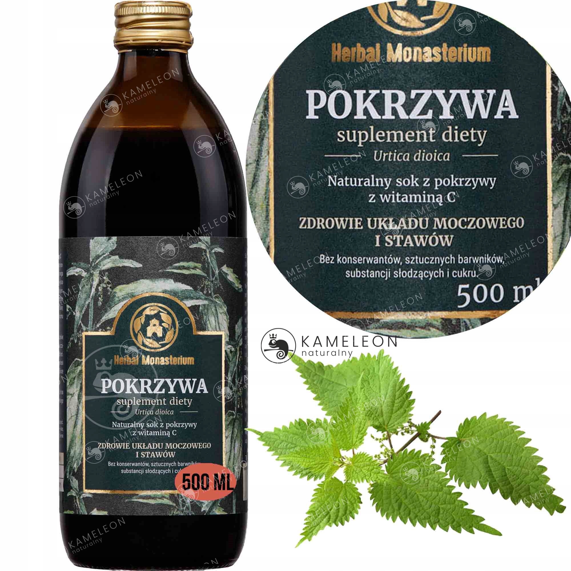 HERBAL 100% SOK z POKRZYWY 500ml Na układ moczowy EAN (GTIN) 5906874431115