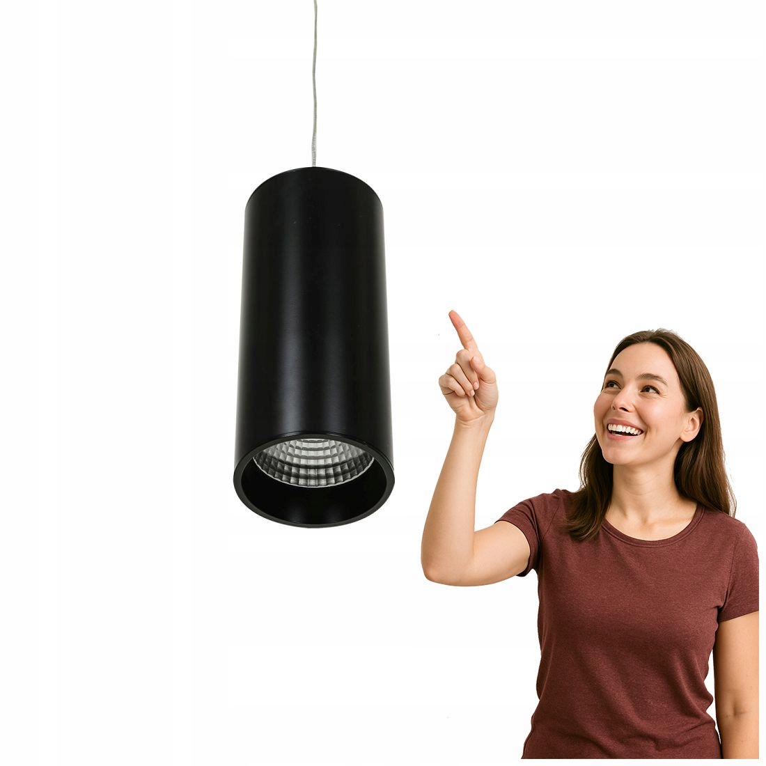 Moderní závěsná lampa Moldes Černá Led 4000K Italux