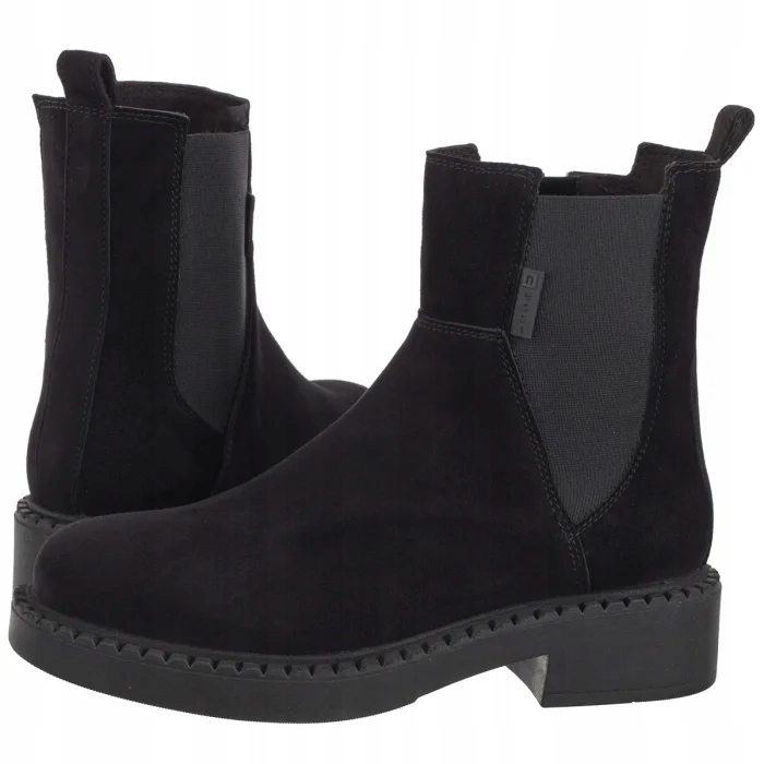 Boty Kotníkové Boty Kožené Dámské Nessi Černé Velurové 24678