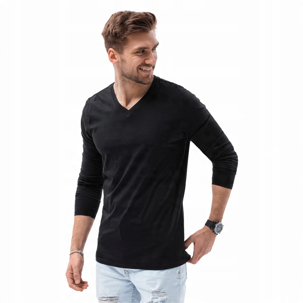 

Longsleeve męski V-neck basic L136 czarny XL