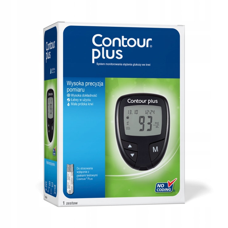 Glukometr Contour Plus mg/dl nowy zestaw gwarancja dystrybucja PL