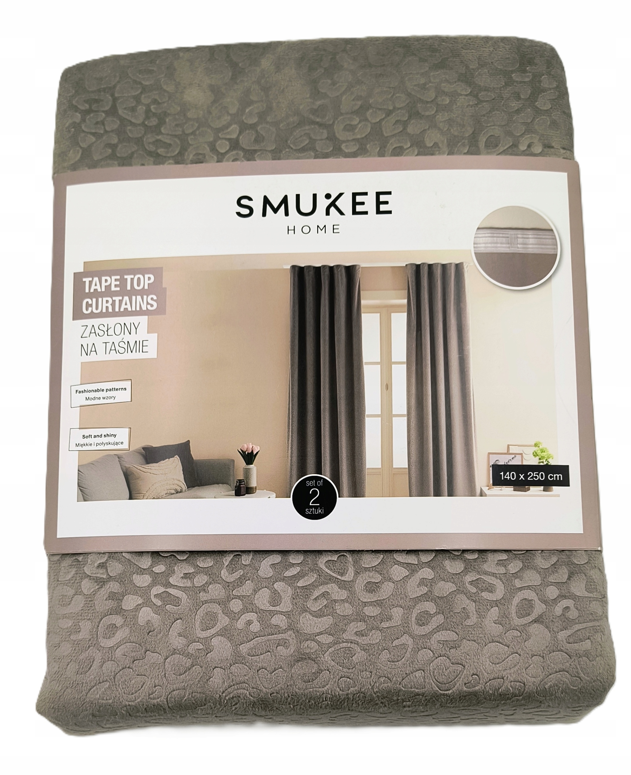 Velurové sametové záclony na pásce s puntíky Smukee 140x250 béžové 269