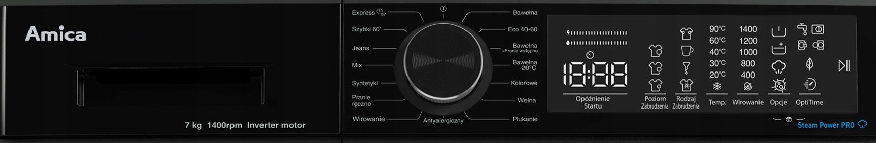 Pralka AMICA WA3S714BLiSTG 7kg 1400 obr Czarna Model WA3S714BLiSTG