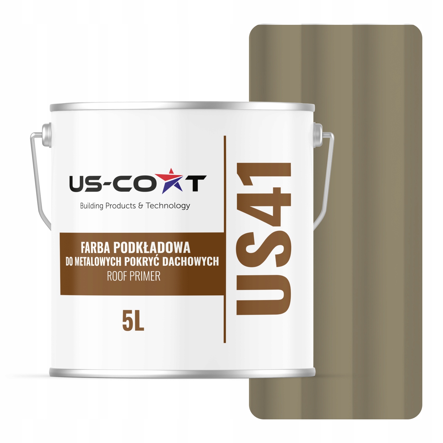 Základná Farba Na Strechu Plech Pozinkovaná Oceľ Kov Šedá Žltá RAL7034 5L Matná