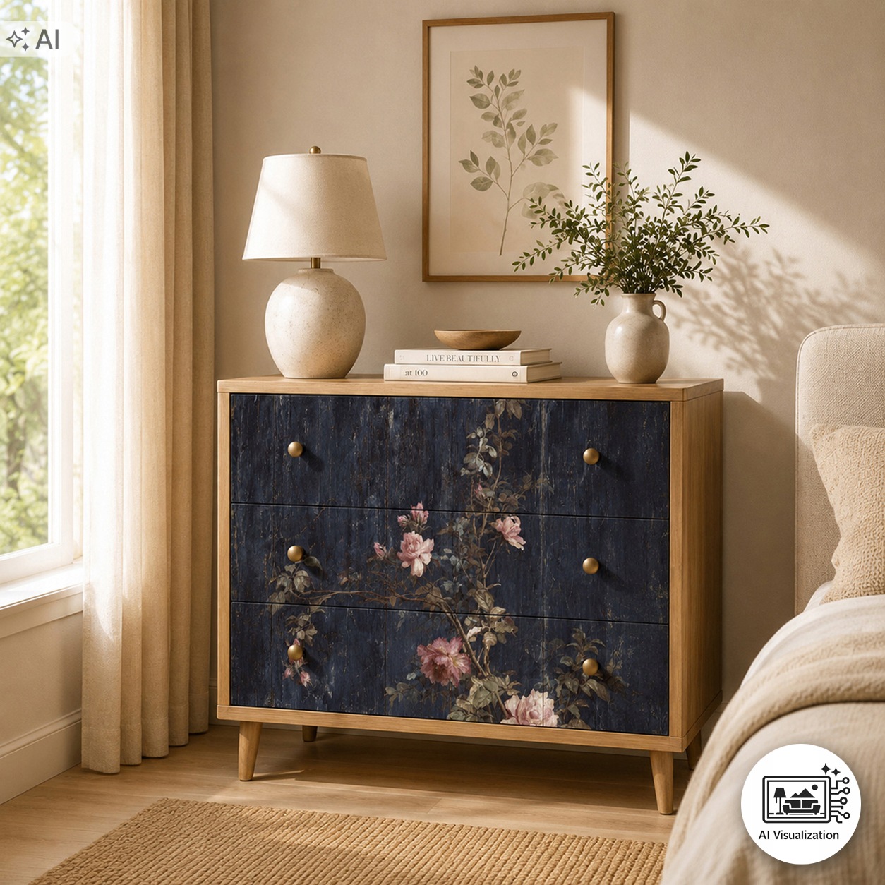 Sada nábytku z morušového papíru na decoupage FPA1069 Botanical Boudoir